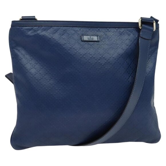 GUCCI Diamante Shoulder Bag Leather Blue Gold - Picture 2 of 16